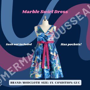 Modcloth 4x Marble Swirl Dress with pockets & sash not included